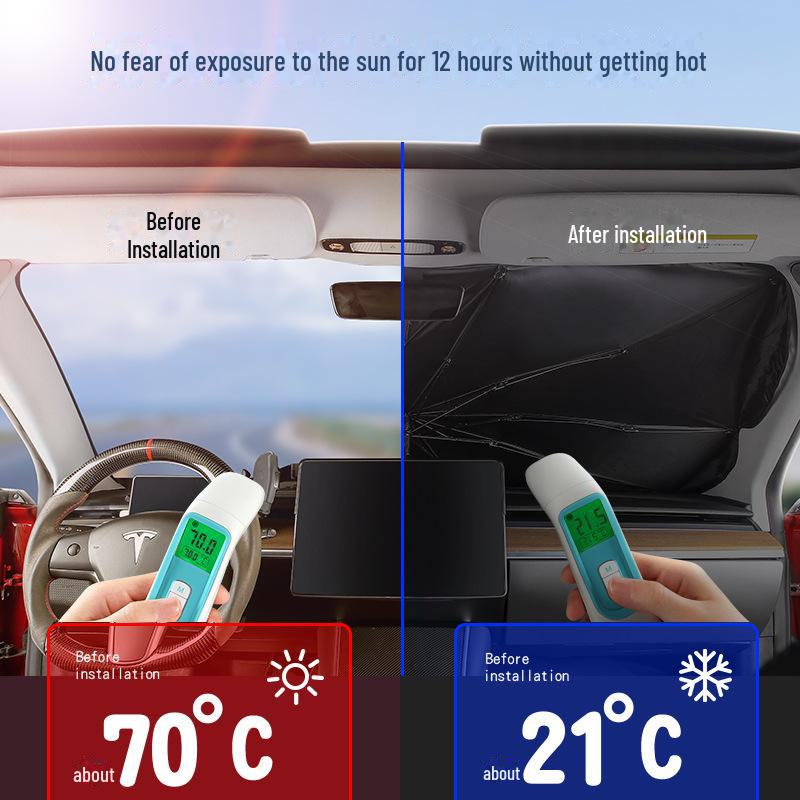 Tesla Electric Car Universal Front Windshield Anti-Glare Sunshade