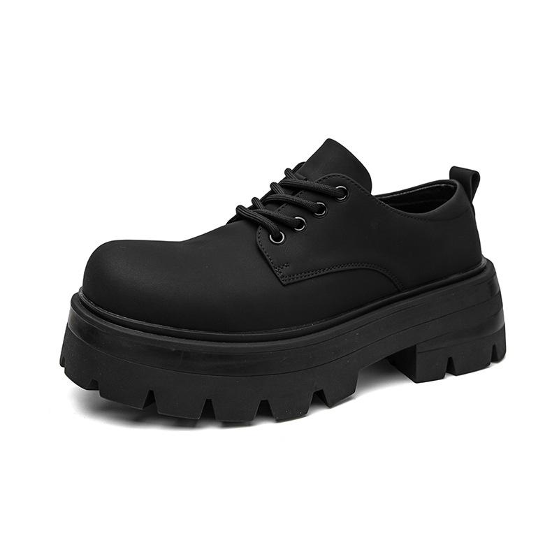 Men s Plus Size Thick Sole Leather High Heel Casual Lace-Up Driving Loafers Size 46