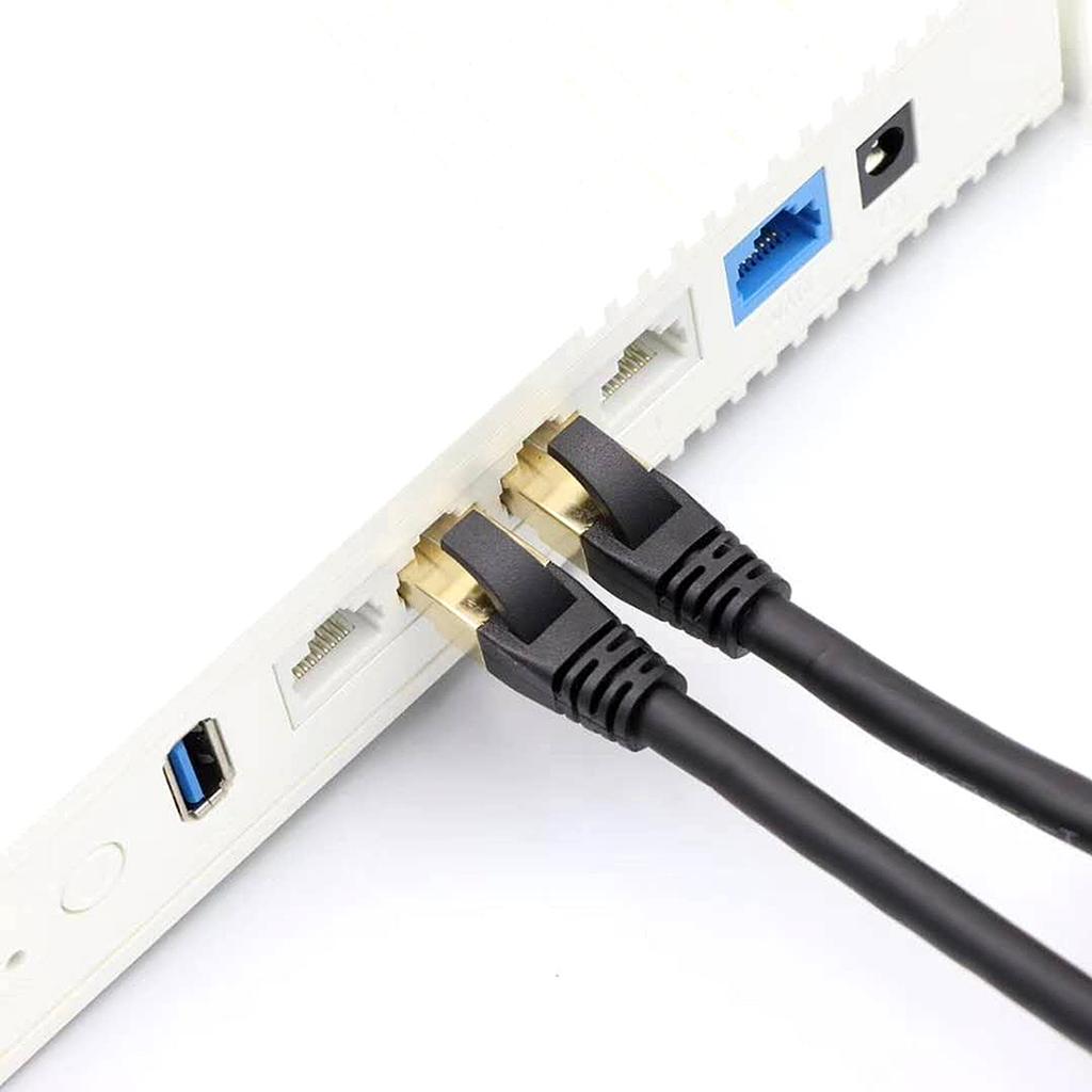 Cat8 Ethernet Cable High Speed Network Cable 40Gbps 2000Mhz  Shielded Twisted Pair  Gold Plated RJ45 Interface Black 3m