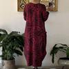 Women Maxi Dress Oversized Long Sleeve O Neck Color Matching Leopard Print Pockets Ankle Length Lady Fall Spring Dress