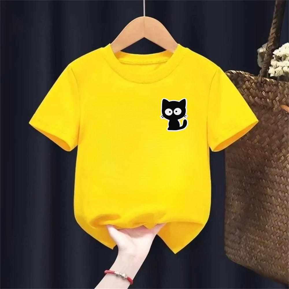 Kids Casual Printing O-neck Short Sleeve T-Shirt Summer Trend All-match Cartoon Pullover Top Tee Boys Girls Clothes