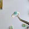 2025 Summer Macaron Color Beaded Flower Ring - Korean Porcelain Women's Jewelry