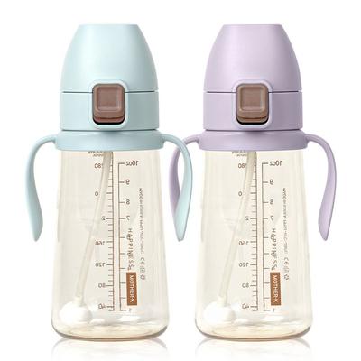 Tazza con cannuccia One Touch Weight in PPSU di Mother K Basic da 300 ml x 2 tipi, 1 set, blu, lilla