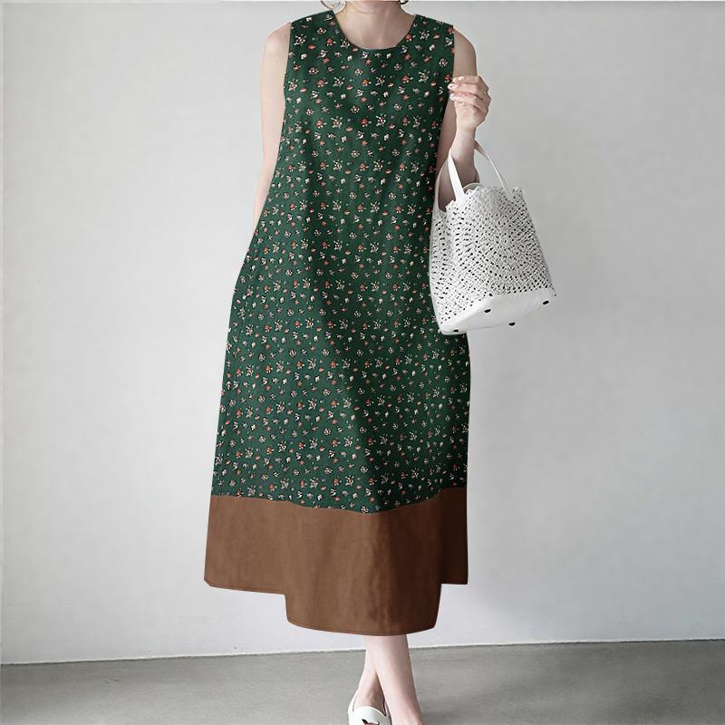 ZANZEA Women Summer Round Neck Casual Sleeveless Floral Dress