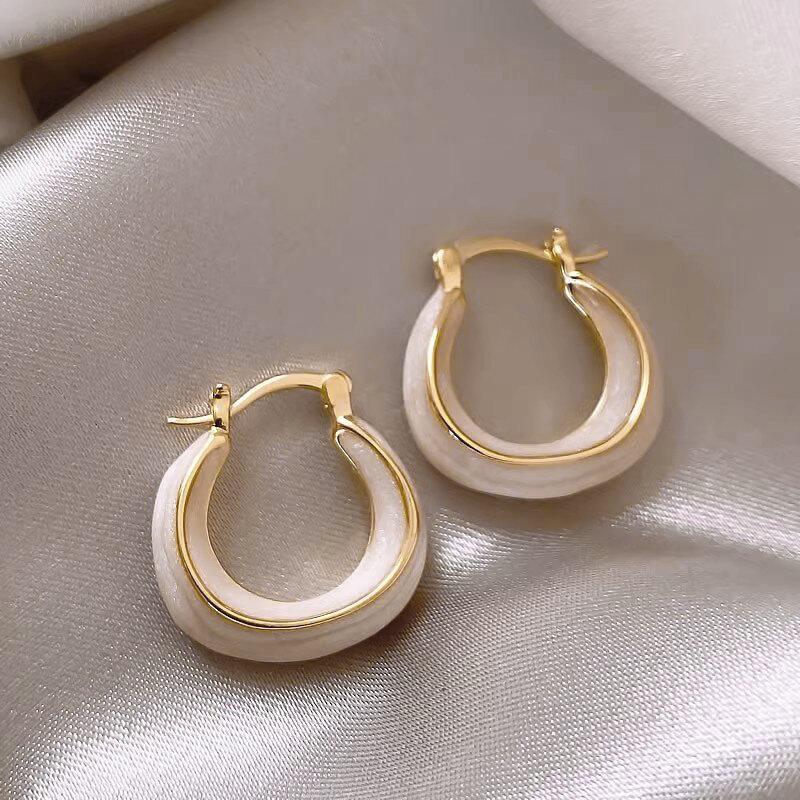 

European and American Metal Painting Oil Fine Glitter Ear Buckle for Women s Daily Elegant Accessories, High-end Style Zircon