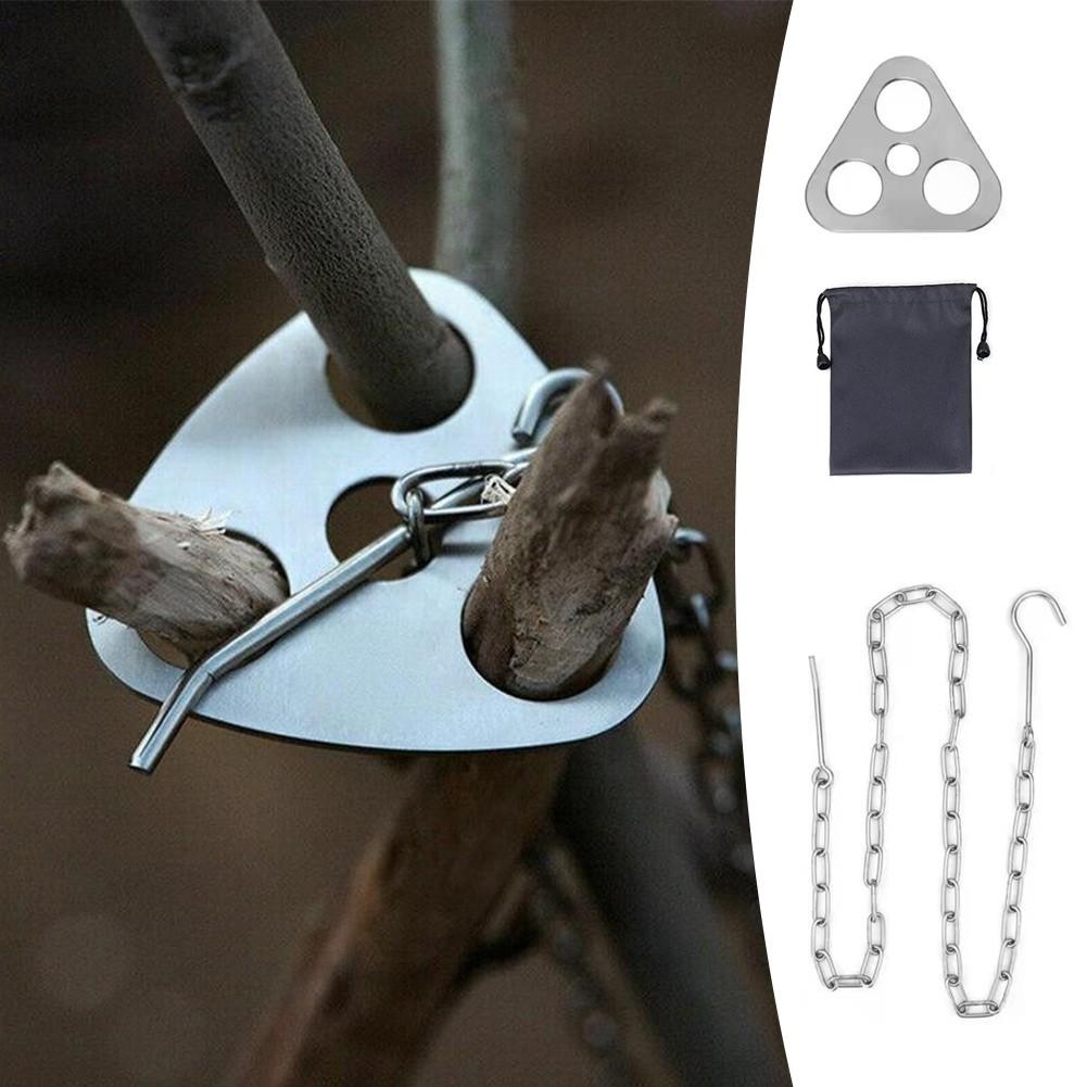 Adjustable Chain Length Camping Hanging Tripod Pot Rack Hanger BBQ Cookware
