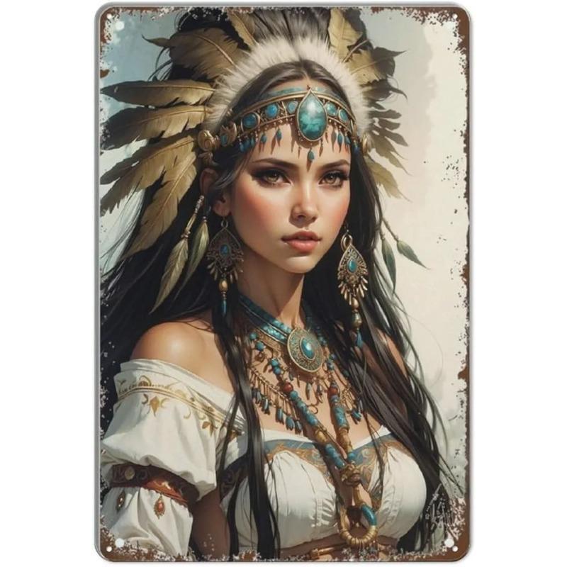 Tropical Pin-Up Girls Tin Sign, Vintage Bedroom Wall Decor 20x30cm