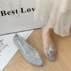 Scarpe da Donna in Gel Traforate con Strass a Forma di Farfalla Piatte Estive Antiscivolo Slip-On Sandali da Donna per Spiaggia Scarpe da Acqua