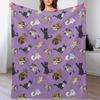Cat Pattern Purple Throw Blanket Lightweight Cozy Blanket for Bed Sofa