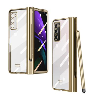 With S Pen Full Protection Plating Case For Samsung Galaxy Z Fold 4 2 Fold4 Fold2 Fold3 Fold 3 5g Cover Tempered Glass Film