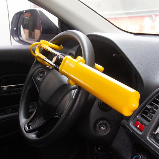 Twin Bar Car Steering Wheel Lock High Visibility Adjustable Universal Fit Heavy Duty Steering Wheel Lock Anti-Theft Device