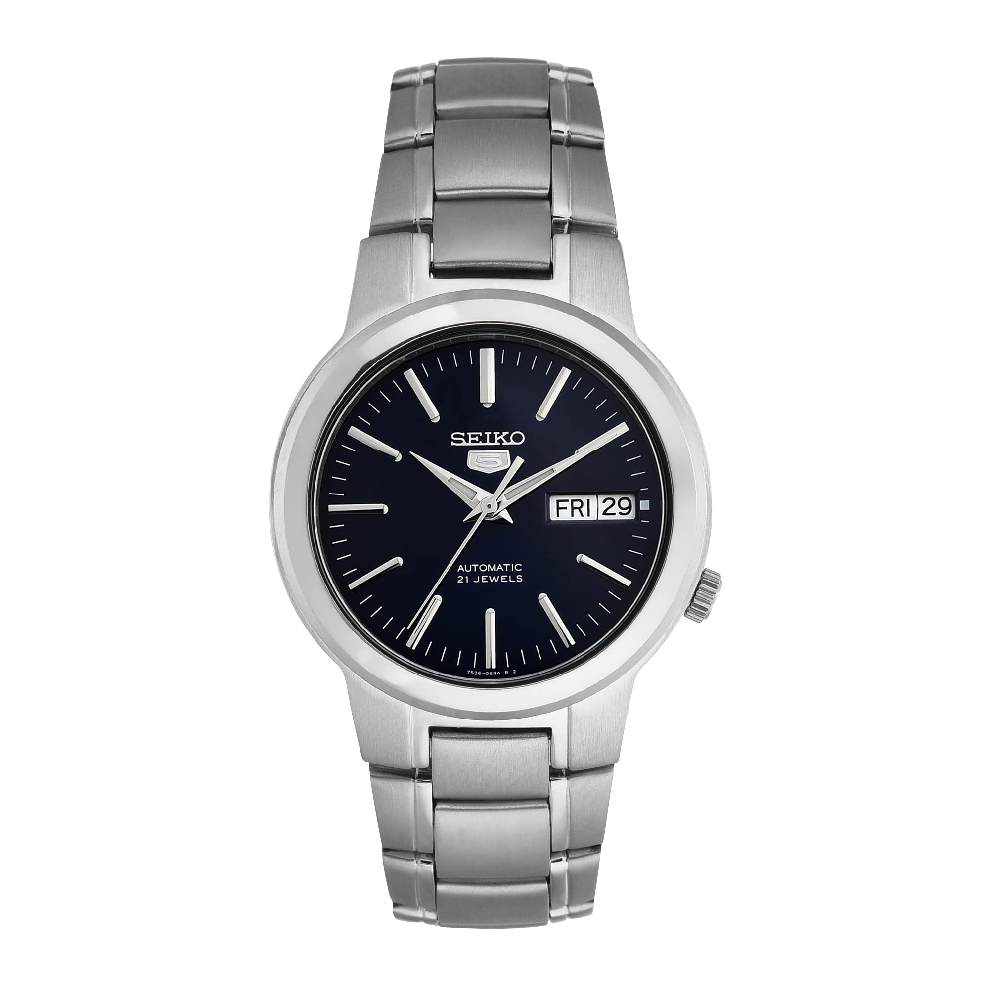 Seiko 5 Automatic Wristwatch SNKA05K1 Day-Date Calendar Blue Dial Metal Band Men s Watch