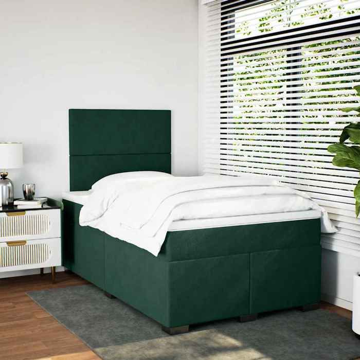 Maison Exclusive - Sommier à lattes de lit et matelas Vert foncé 120x200cm Velours