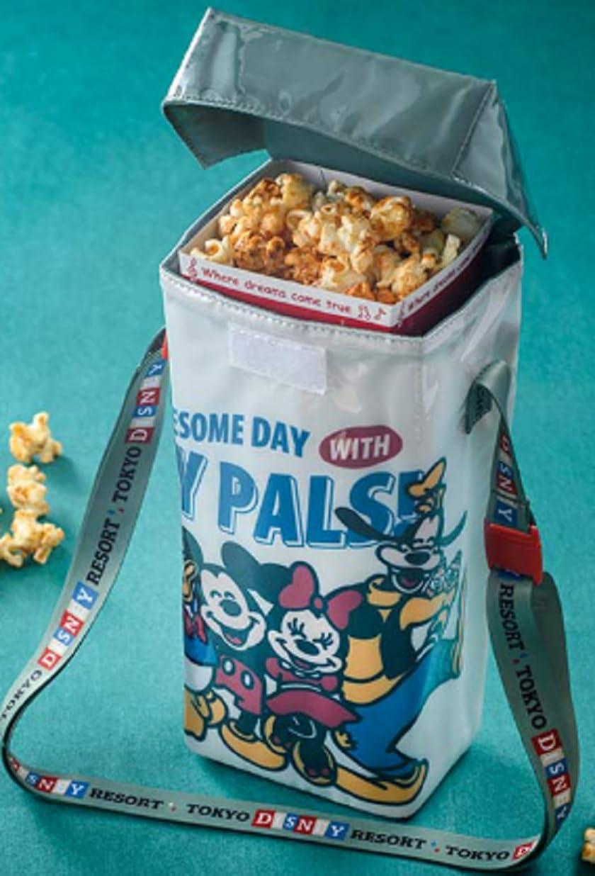 Mickey & Friends Souvenir Popcorn Case:  A product featuring Mickey and his friends with bright smiles and lots of energy.  AWESOME DAY WITH MY PALS (