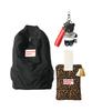 Masmarulez [Set] Daily Backpack_Black & Strap Pouch_Leopard & Bb Keyring Set