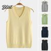 Lightweight Women Vest Knitting V-Neck Sleeveless Ribbed Trim Solid Warm Color Tops Autumn Winter Loose Fit Knitwear Knit Top