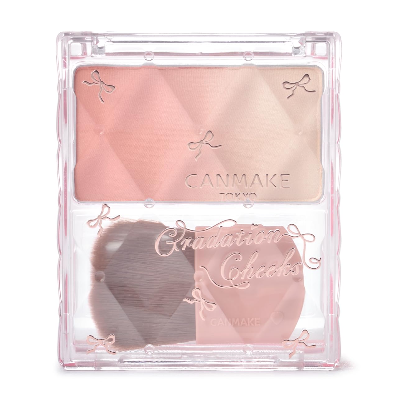 Canmake Gradation Cheeks 02 Peach Milk Tea Cheek Highlighter 3D Shine Soft and Smooth High Color Payoff Coral 5.2g &