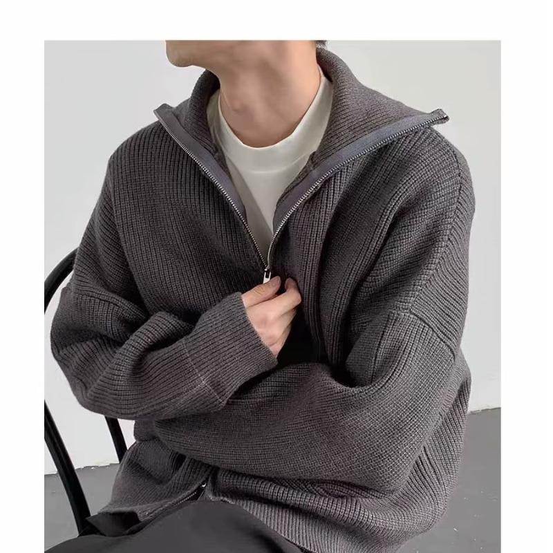 Men's Trendy Half-High Collar Cardigan Sweater, Autumn/Winter 2023 Collection