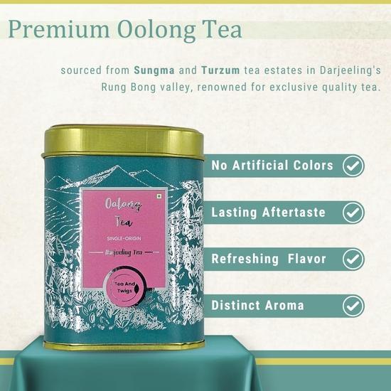 Tea and Twigs | Darjeeling Oolong Tea Leaves - 50 Grams | Second Flush Whole Leaf | Gluten-Free | Naturally High Grown - Light & Floral