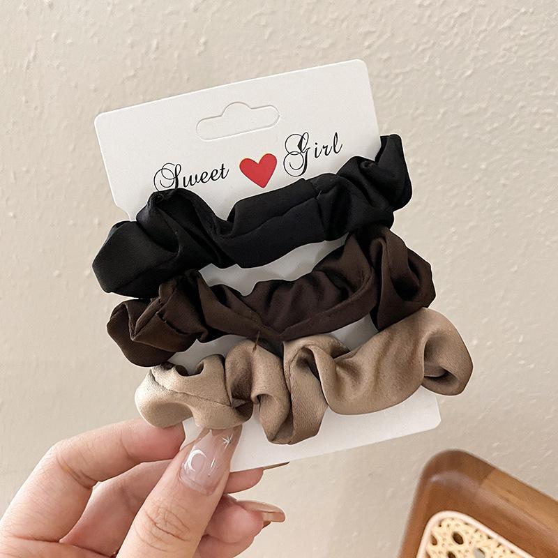3/5Pcs Women's 6cm/2.36in Silky Satin Hair Scrunchies, Versatile High-End Elegant Retro French Minimalist Hair Ties