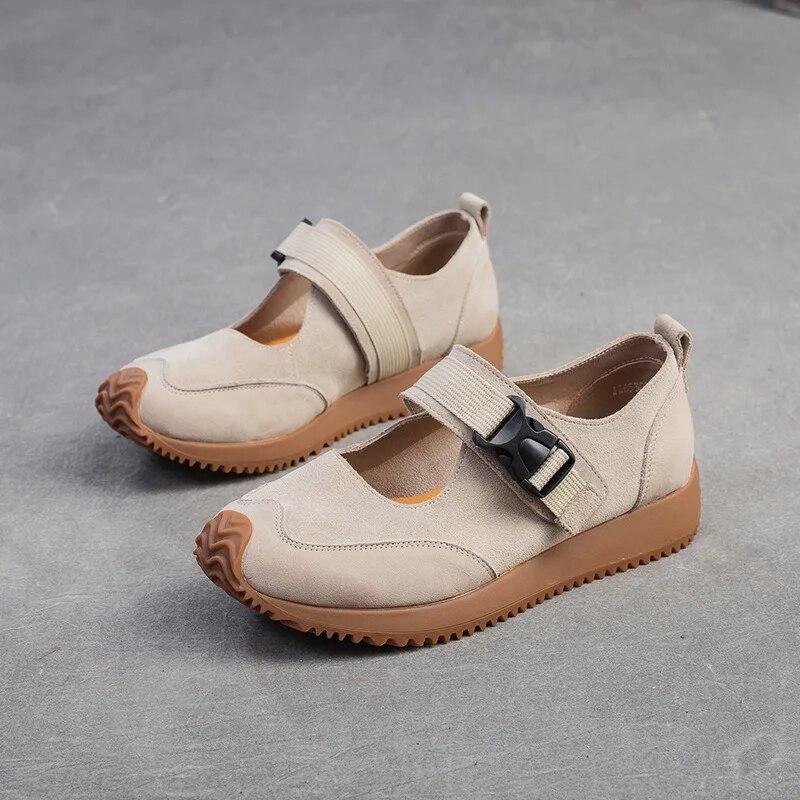 Johanature Retro Lightweight Flats Genuine Leather Casual Comfort Versatile Women's Shoes
