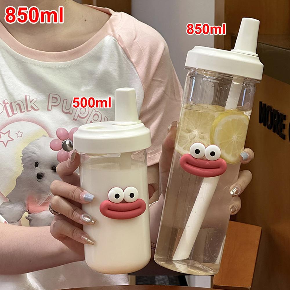Drinkware Plastic Straw Cup Transparent Straigh Drinking Water Bottle Large Capacity Water Cup Bubble Tea Coffee
