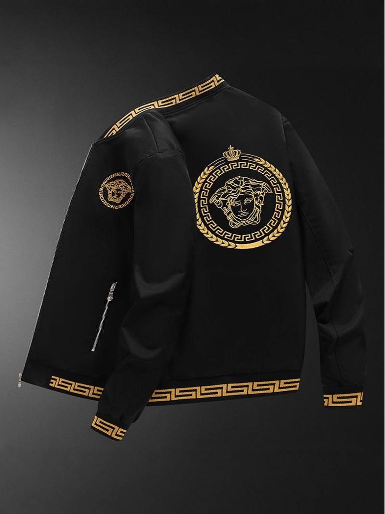 Trendy Men's Embroidered Fashion Jacket - Light Luxury Spring/Autumn Baseball Jacket for Middle-Aged and Young Men
