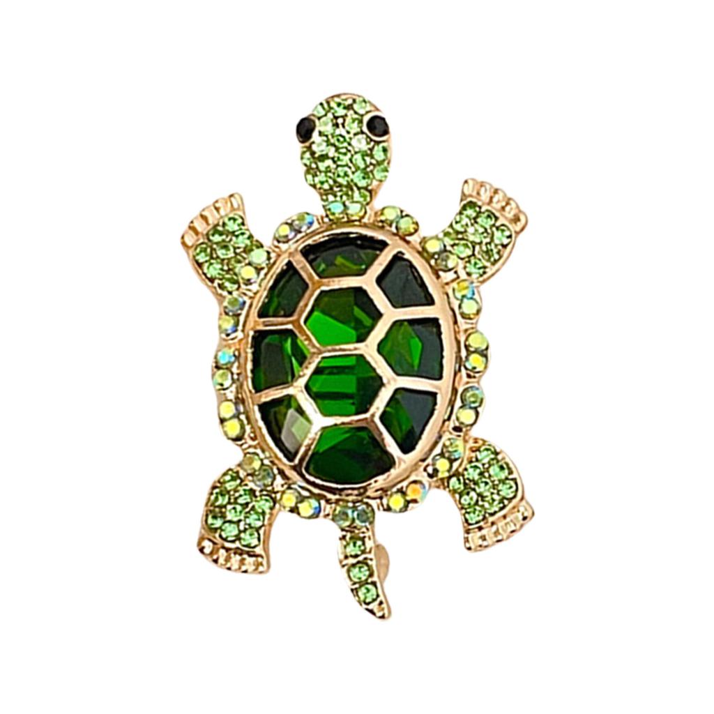 Crystal Studded Turtles Brooch With Secure Clasp Hypoallergenically Alloy Lapel Pin Jewelry For Parties Travel Gifts