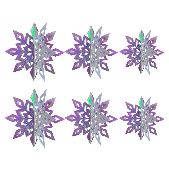 6Pcs Christmas Snowflake Ornaments 3D Large Iridescent Paper Snowflakes Hanging Decoration for Winter Wonderland Christmas Party Holiday New Year Home