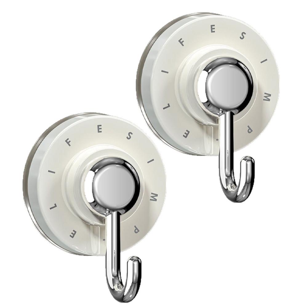 2Pcs Suction Cup Hooks Waterproof Rotary Adsorption Hook Kitchen Bathroom Wall Hanger Towel Clothes Storage Holder Organization