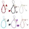 Niche Design Acrylic Little Flowers Tassels Chain Phone Chain Y2k Candy-Colored Round Beads Sweet Cool Bag Car Pendant