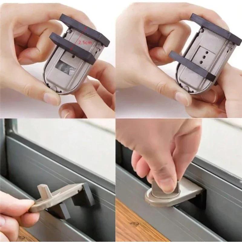 Window Safety Aluminum Alloy Sliding Lock Sliding Door Anti-theft Adjustable Buckle Window Stopper Lock for Home