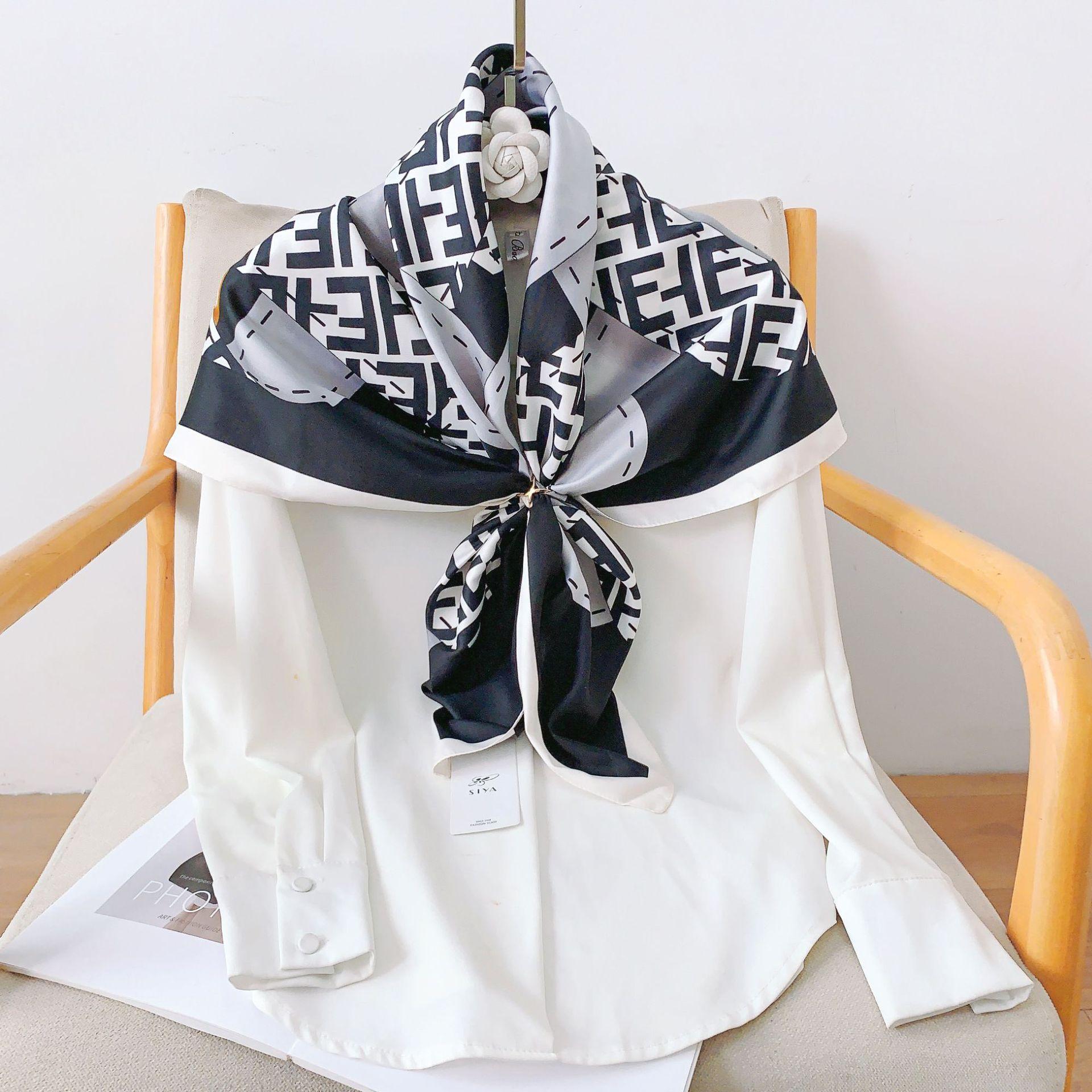 

90 см квадратный большой квадратный шарф Four Seasons, роскошная декоративная рубашка, профессиональный платок, повязка на голову, солнцезащитный платок 90*90cm