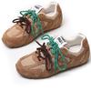 2024 Autumn Women's Dexun Leather Sneakers: Two-Color Laces, Forrest Gump Style, Casual Dad Shoes