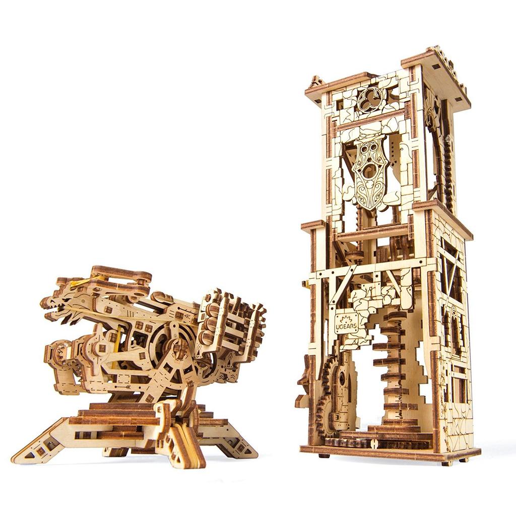 Ugears Archballista and Siege Tower 70048 Wooden Toy 3D Puzzle Archballista-Tower