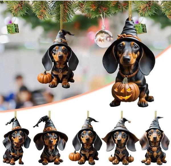 Adorable Pumpkin Sausage Dog Car Hanging Decor For Charming Vehicle Interior