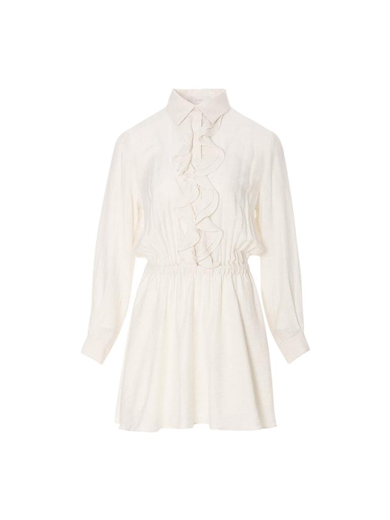 Sinseuden Cream Ruffle Mini Dress