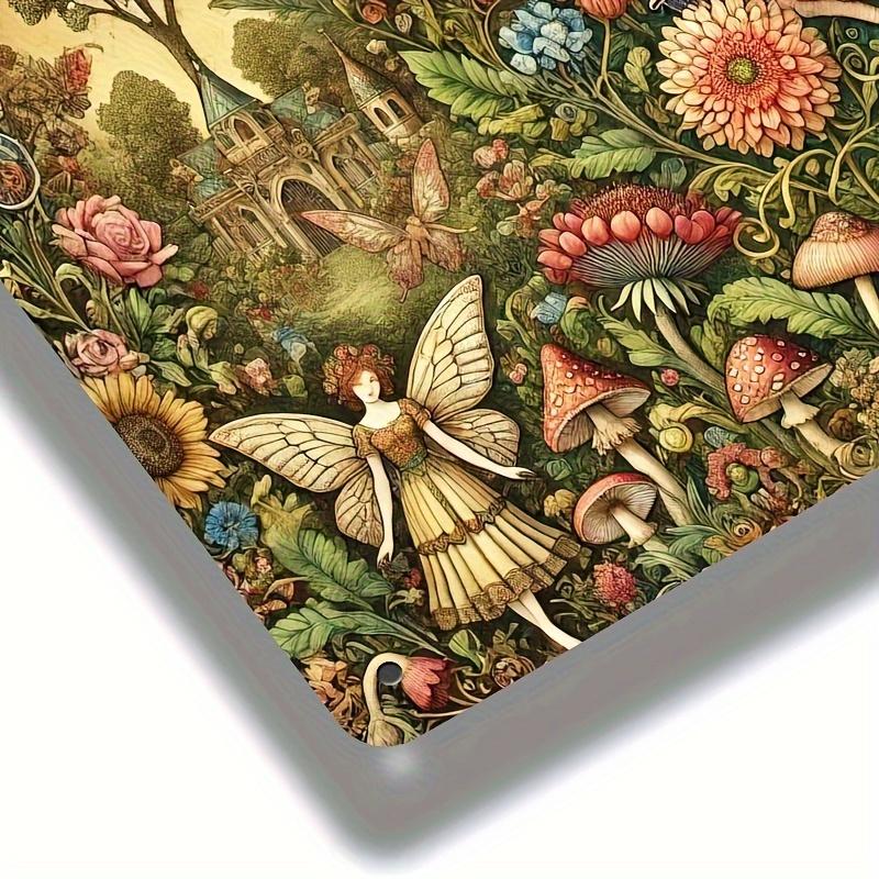 2D Flat, 2D Wall Art- 1pc, Fairy Garden Elf Art- Vintage Metal Tin Sign, Iron Wall Decorative Painting, 19.81x29.97cm, Indoor an