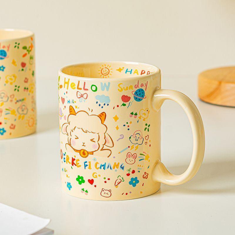 

Керамическая мультяшная кружка «Кремовый барашек» - Чашка для кофе, молока или воды для пар 301-400ml