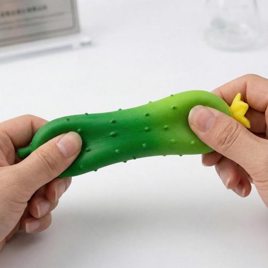 Cucumber Stress Toy Anti-Anxiety Cucumber Squeeze Toy Soft Stretchy Vegetable Fidget Sensory