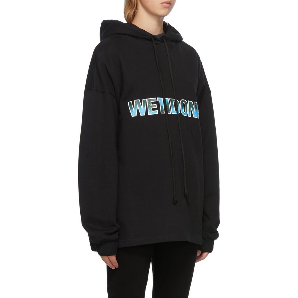 WE11DONE Classic Hooded Sweatshirt With Logo Print Unisex sweatshirts Black WD-TP5-19-500-BK