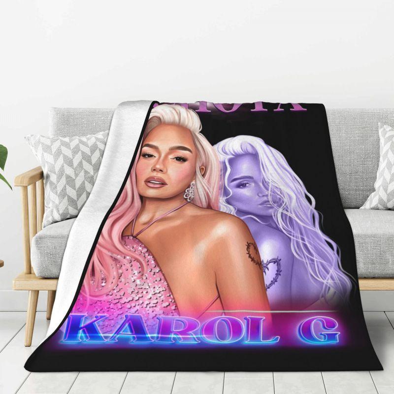 Custom Reggae Ainger Bichota Season Karol G Blankets Warm Flannel Throw Blanket for Bedding Travel Sofa
