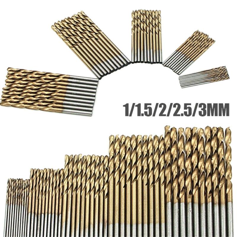 50 Pcs/set Hss Drill  Sets Titanium-coating Powerful Hard Steel Tools 1mm 1.5mm 2mm 2.5mm 3mm