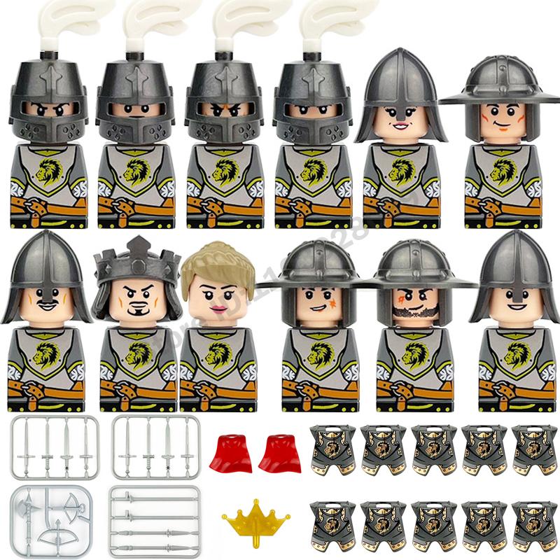 Medieval Military Building Blocks Roman Officer Soldier Knight Imperial Army Head Of State Elf Hunter Lion King War Horse Brick