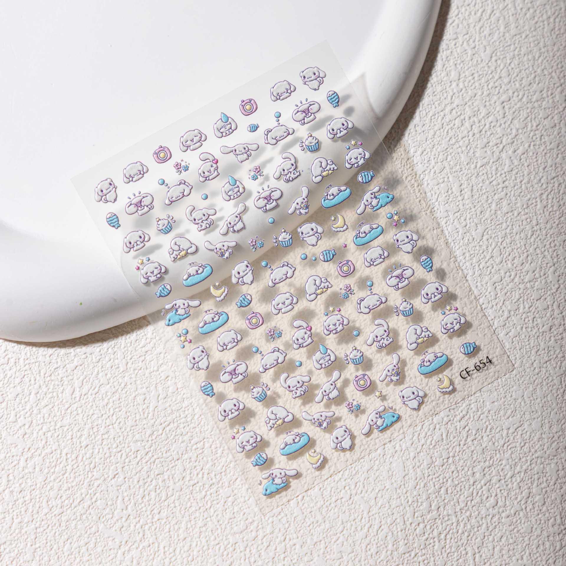 Cyansea Sanrio Cinnamoroll 3D Embossed DIY Nail Art Stickers CF-654