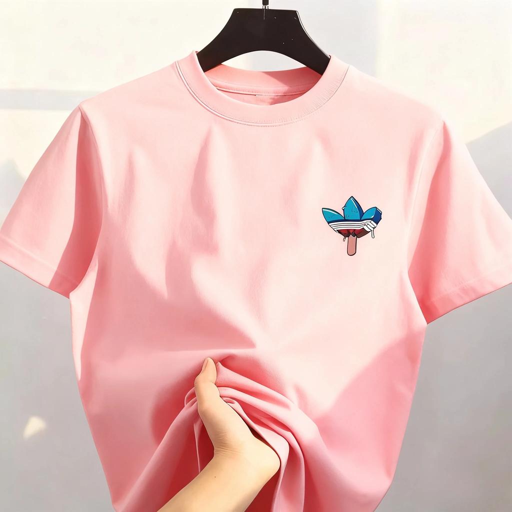 New Best-selling  Street Pure Cotton Cartoon Printed Round Neck Heavy Men's and Women's Oversized Short-sleeved Leisure T-shirt