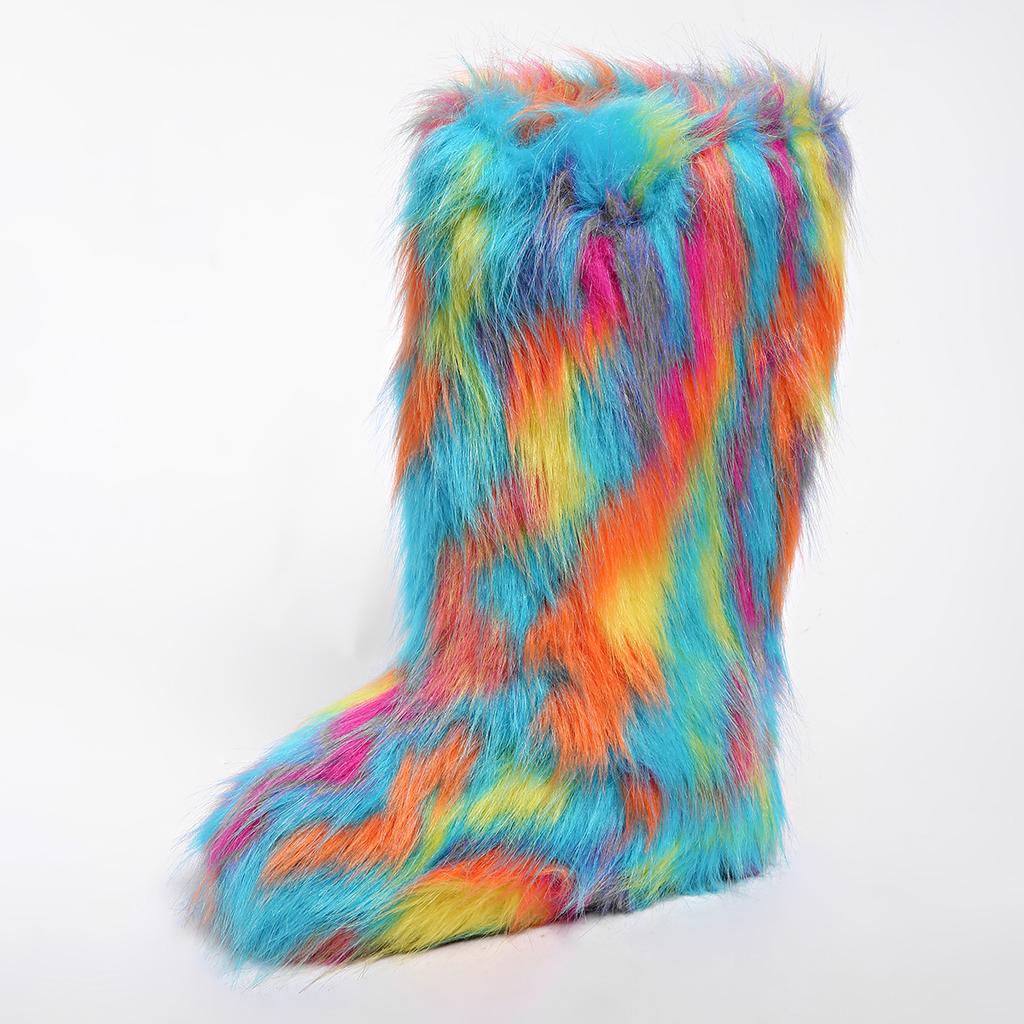 Luxury Furry Snow Boots Women 2025 Winter Over Knee 50cm Thigh High Fluffy Faux Fur Boots Ladies Plush Warm Platform Shoes