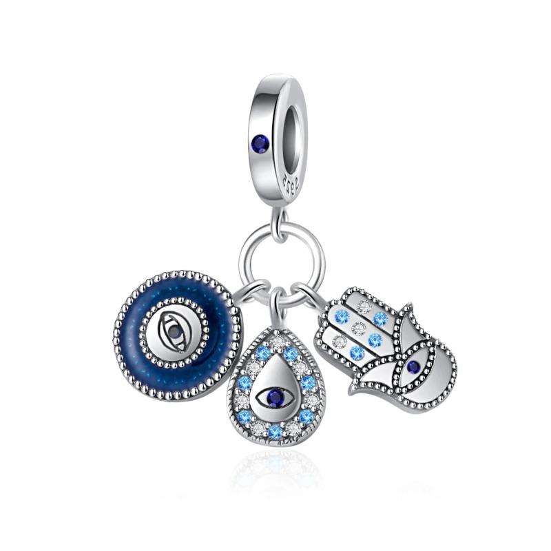 925 Silver Eye of Greece Devil Pendant Charm Bead for DIY Women Jewelry Bracelet Necklace