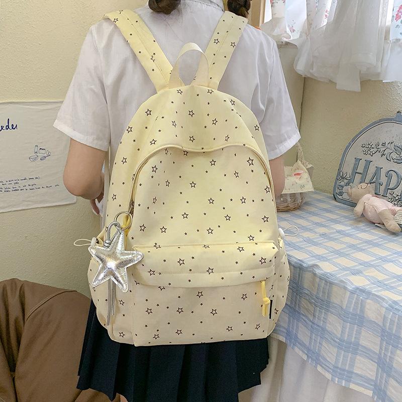 Schoolbag: Korean-style Fresh Schoolbag, Simple Star-shaped Backpack for High School Students, Lightweight and Large Capacity, High School Backpack