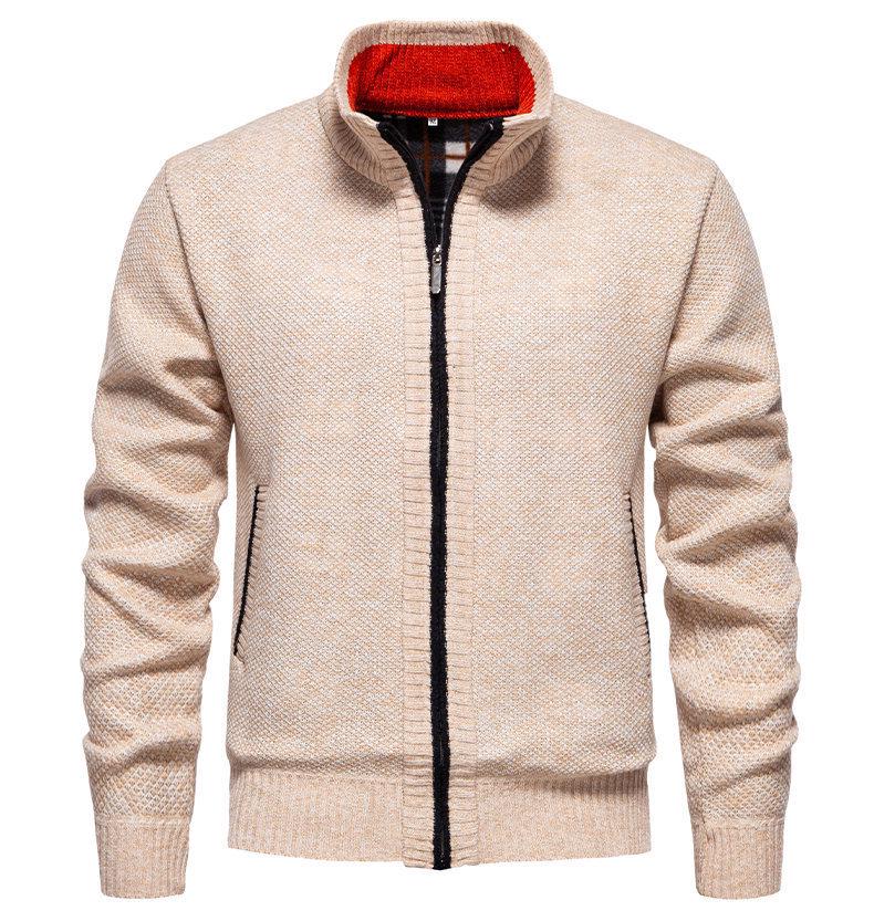 Men's Plus Size Stand Collar Cardigan: 2025 Autumn/Winter Warm Knit Sweater Coat